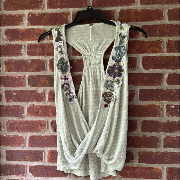Free People open front floral striped wrap top size medium - Picture 1 of 7